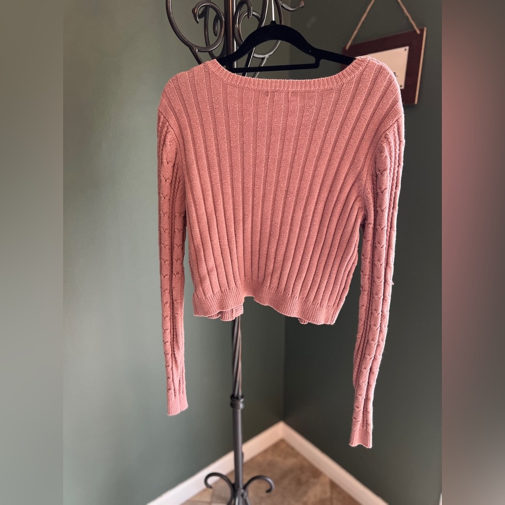 Pink Knit cropped Cardigan - Picture 3 of 3